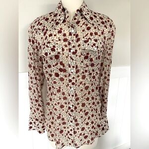 Rag & Bone Beige and Red Floral Women’s Western Style Shirt Size Medium